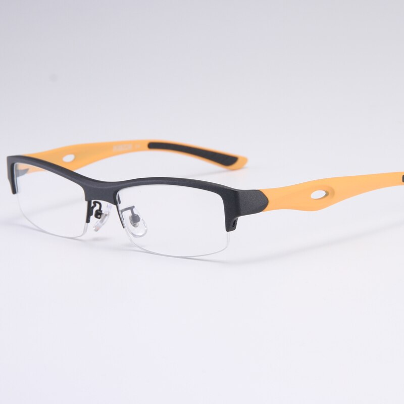 Bclear Men's Semi Rim Rectangle Tr 90 Sport Eyeglasses My1077 Semi Rim Bclear Black orange