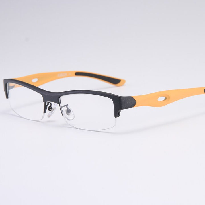 Bclear Men's Semi Rim Rectangle Tr 90 Sport Eyeglasses My1077 Semi Rim Bclear Black orange
