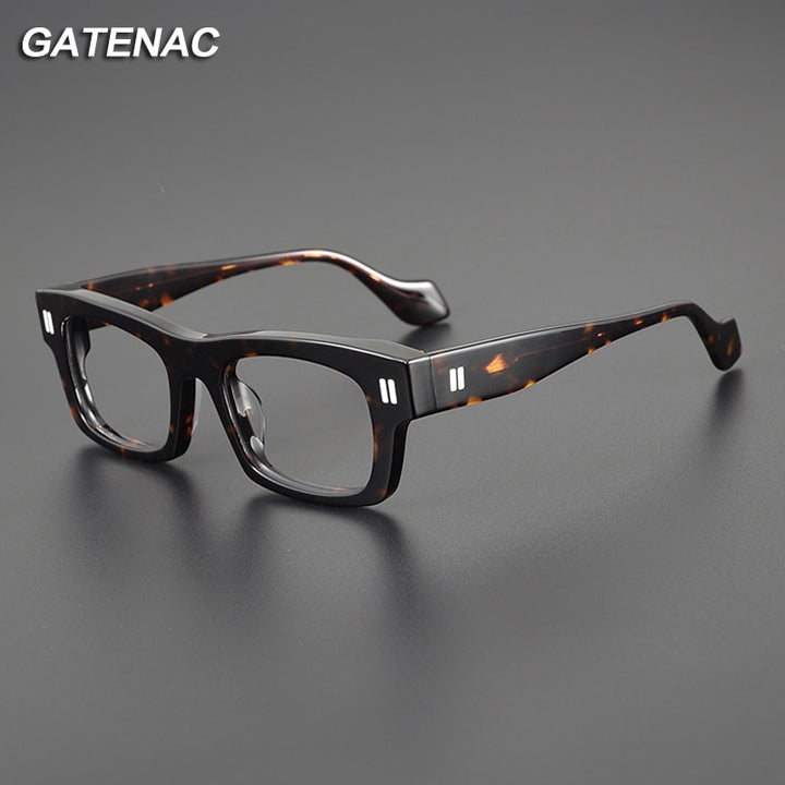 Gatenac Unisex Full Rim Square Acetate Eyeglasses Gxyj1087 Full Rim Gatenac