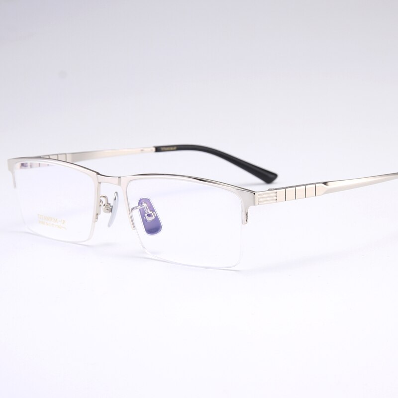 Bclear Men's Semi Rim Square Titanium Eyeglasses My91065 Semi Rim Bclear Silver