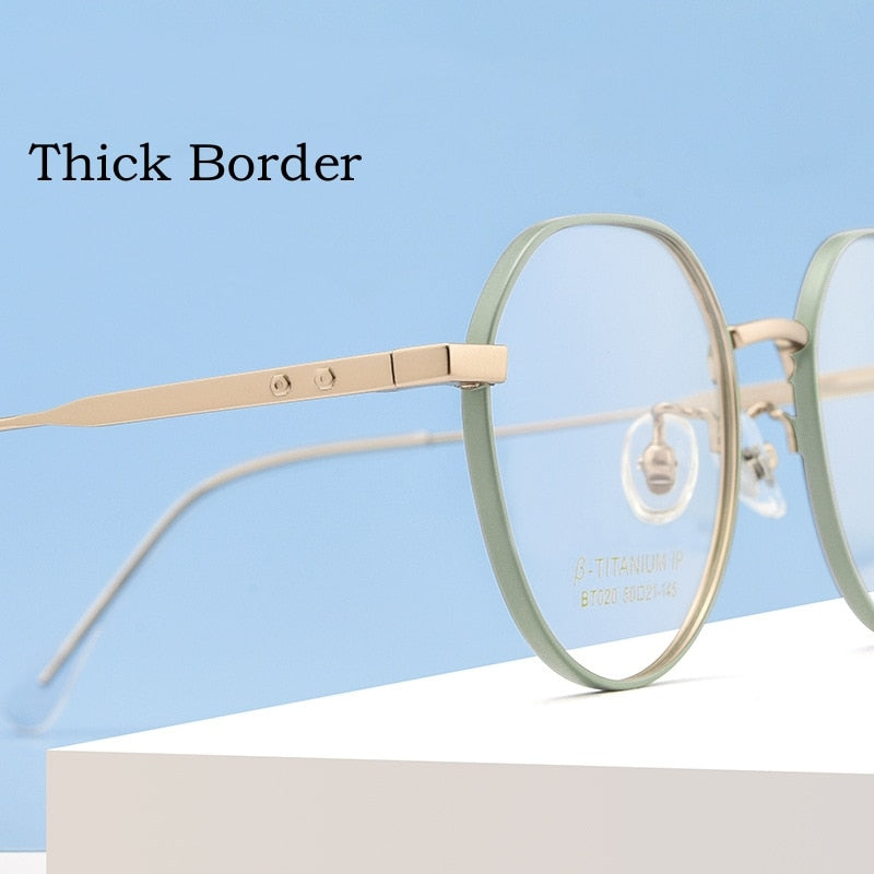 Yimaruili Unisex Full Rim Polygonal Titanium Eyeglasses Bt020t Full Rim Yimaruili Eyeglasses