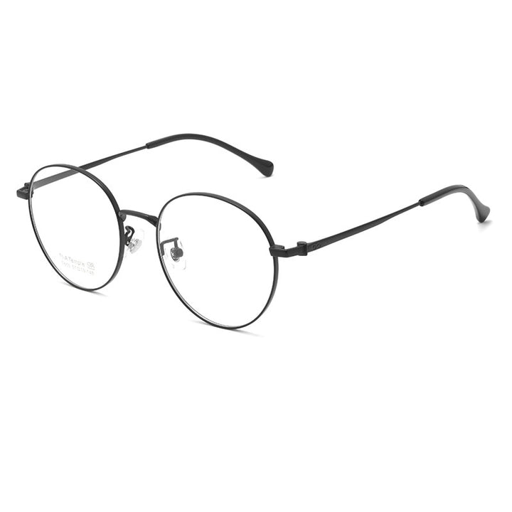 Yimaruili Unsex Full Rim Round Titanium Eyeglasses T855t Full Rim Yimaruili Eyeglasses Black  