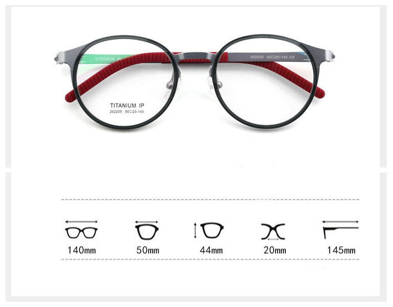 Chashma Ottica Unisex Full Rim Round Square Titanium Eyeglasses 202205 Full Rim Chashma Ottica