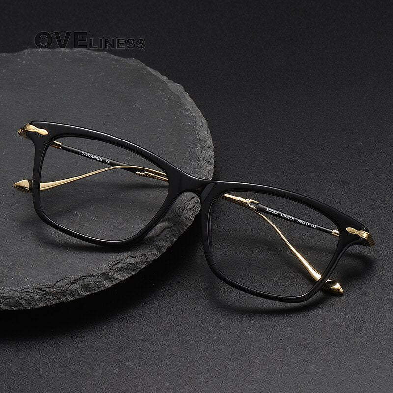 Oveliness Unisex Full Rim Square Acetate Titanium Eyeglasses M2049 Full Rim Oveliness   