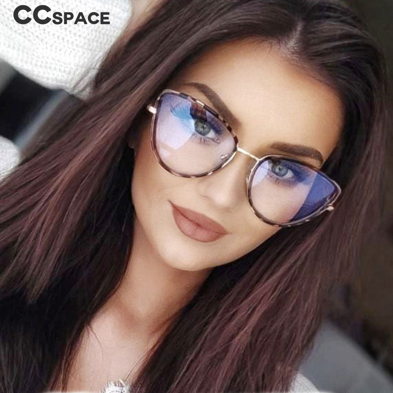 CCspace Unisex Full Rim Square Cat Eye Alloy Eyeglasses 55626 Full Rim CCspace