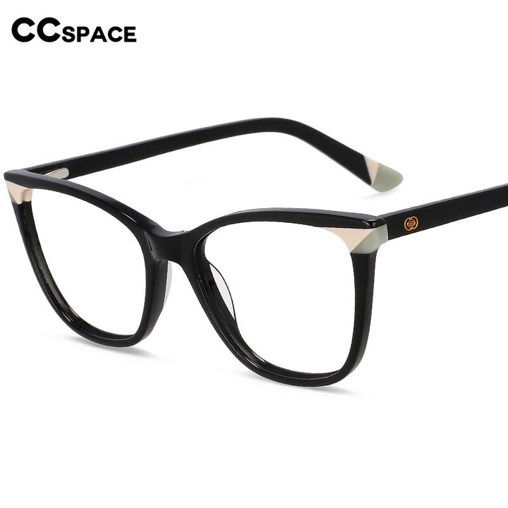 CCspace Unisex Full Rim Small Square Acetate Eyeglasses 55566 Full Rim CCspace