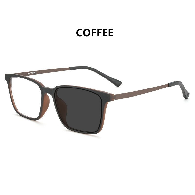 Handoer Unisex Full Rim Square Tr 90 Titanium Hyperopic +350 to +600 Photochromic Reading Glasses 9822-1 Reading Glasses Handoer +350 coffee photo 