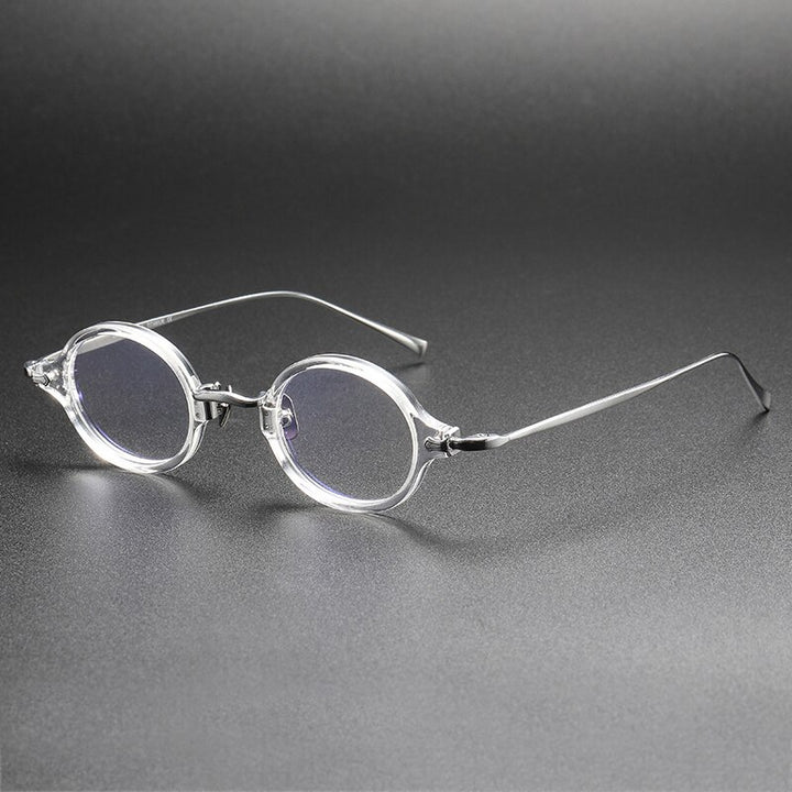 Gatenac Unisex Full Rim Round Small Acetate Titanium Eyeglasses Gxyj890 Full Rim Gatenac