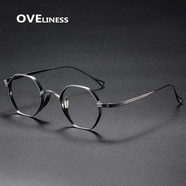 Oveliness Unisex Full Rim Irregular Round Titanium Eyeglasses Ol1y52 Full Rim Oveliness