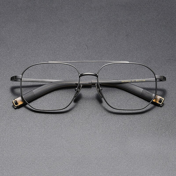 Gatenac Unisex Full Rim Round Square Double Bridge Titanium Eyeglasses Gxyj900 Full Rim Gatenac
