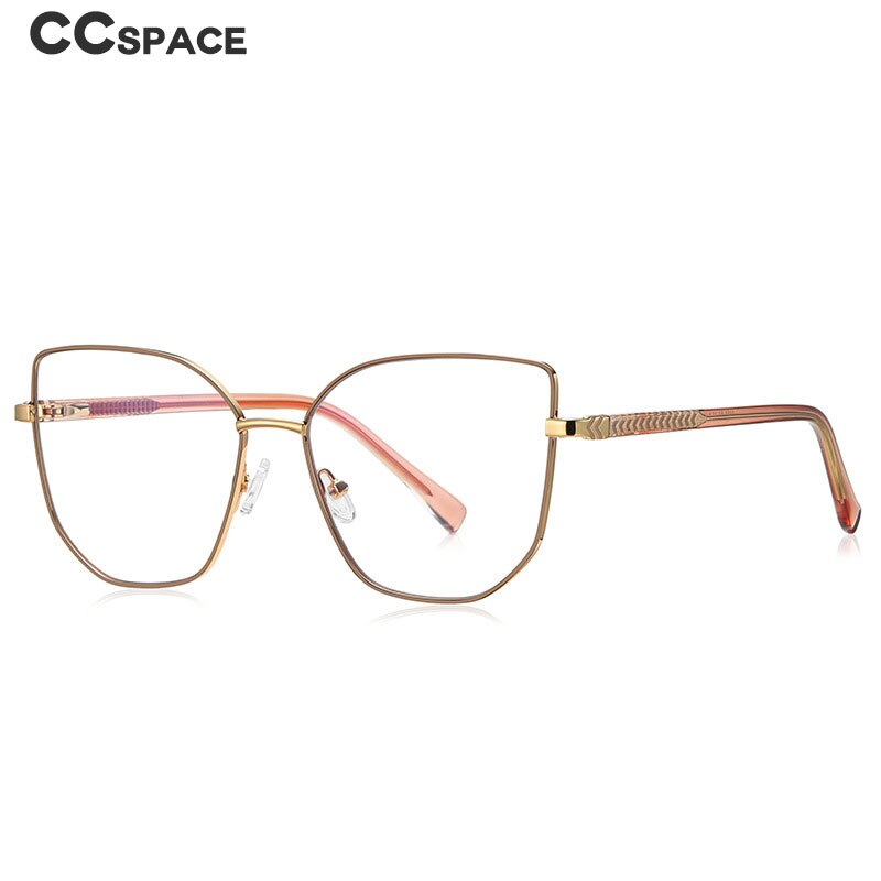 CCspace Unisex Full Rim Square Cat Eye Alloy Eyeglasses 55710 Full Rim CCspace