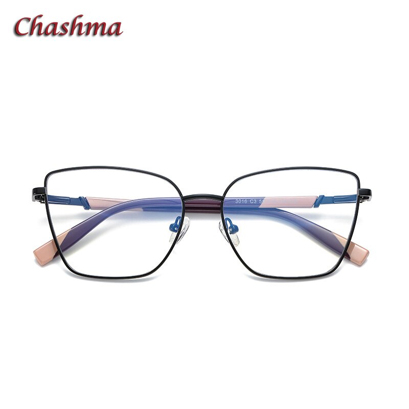 Chashma Ochki Unisex Full Rim Square Cat Eye Tr 90 Stainless Steel Eyeglasses 3016 Full Rim Chashma Ochki C3 Black Purple  
