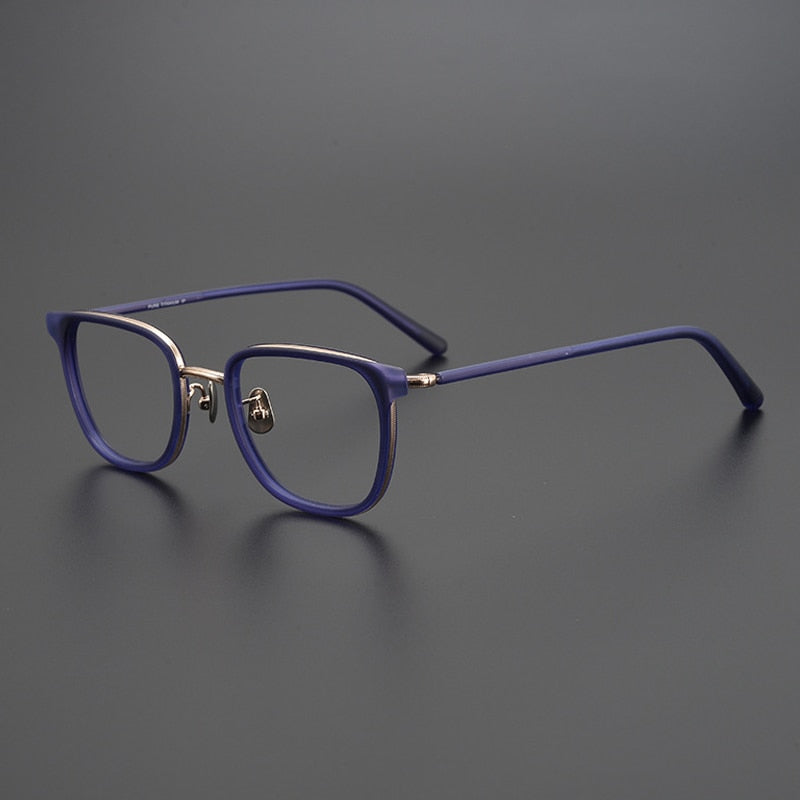 Gatenac Unisex Full Rim Square Acetate Titanium Eyeglasses Gxyj995 Full Rim Gatenac