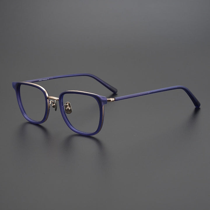 Gatenac Unisex Full Rim Square Acetate Titanium Eyeglasses Gxyj995 Full Rim Gatenac