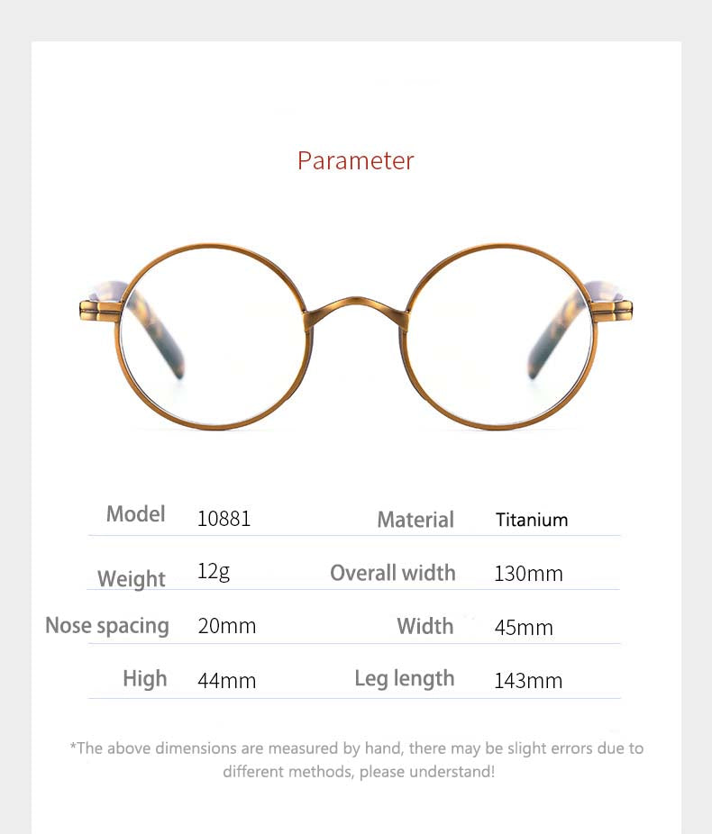 CCspace Unisex Full Rim Round Titanium Acetate Alloy Frame Eyeglasses 54604 Full Rim CCspace