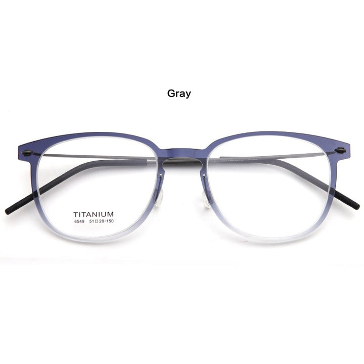 Muzz Unisex Full Rim Square Screwless Handcrafted Acetate IP Titanium Eyeglasses N6459 Full Rim Muzz C3