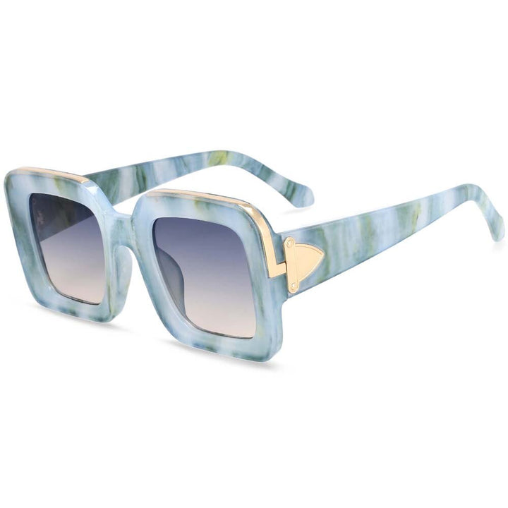 CCspace Unisex Full Rim Rectangle Resin Frame Sunglasses 54333 Sunglasses CCspace Sunglasses Blue China white