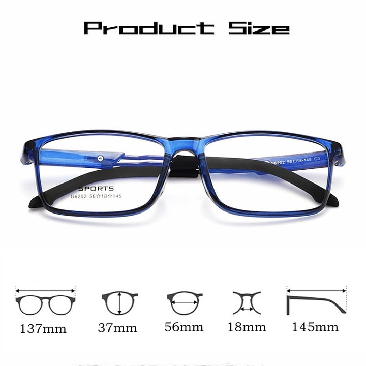 Yimaruili Unisex Full Rim Square Ultem Silicone Sports Eyeglasses 6202g Full Rim Yimaruili Eyeglasses   