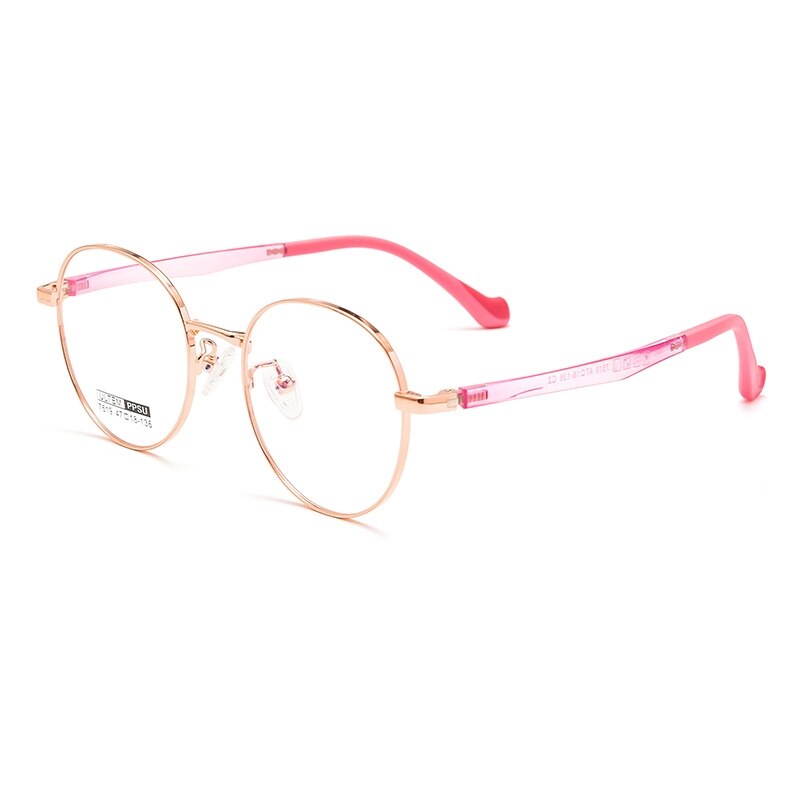Yimaruili Children's Unisex Full Rim Round Ultem Titanium Alloy Eyeglasses 7519S Full Rim Yimaruili Eyeglasses Rose Gold