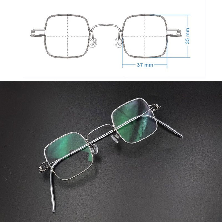 Yujo Unisex Full Rim Small Square Stainless Steel Eyeglasses Y070 Full Rim Yujo