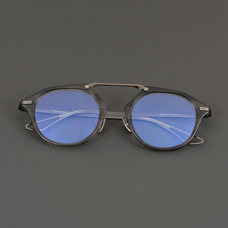 Gatenac Unisex Full Rim Irregular Round Titanium Acetate Double Bridge Eyeglasses Gxyj874 Full Rim Gatenac