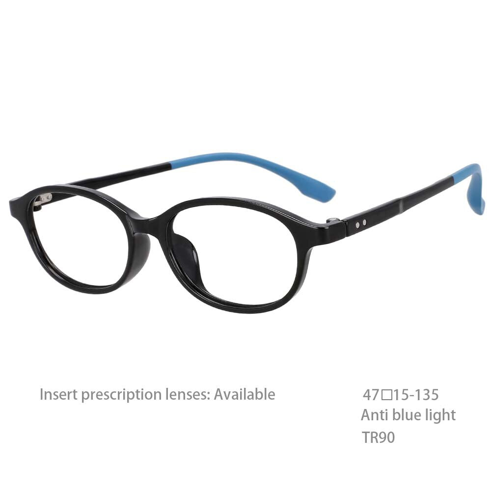 CCspace Unisex Youth Size Full Rim Oval Tr 90 Titanium Frame Eyeglasses 54466 Full Rim CCspace China black