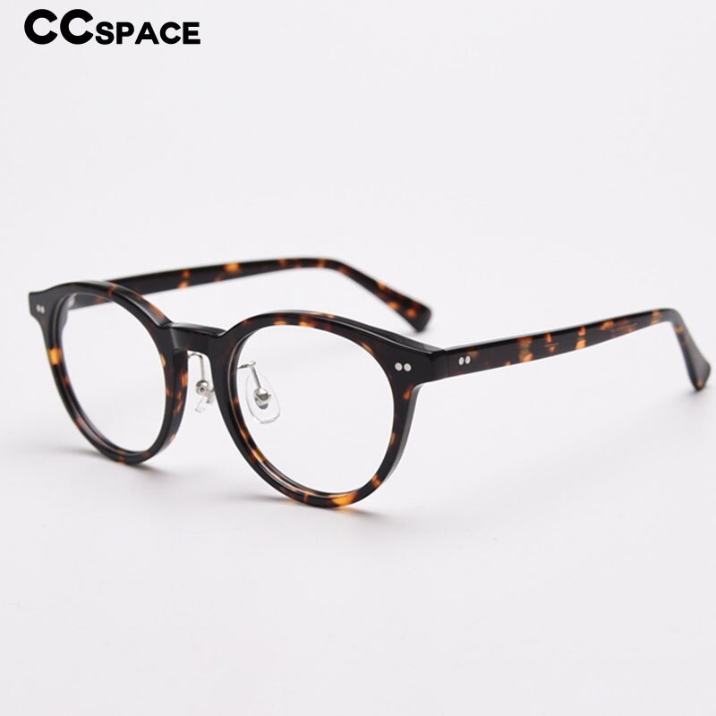 CCspace Unisex Full Rim Round Acetate Eyeglasses 55692 Full Rim CCspace