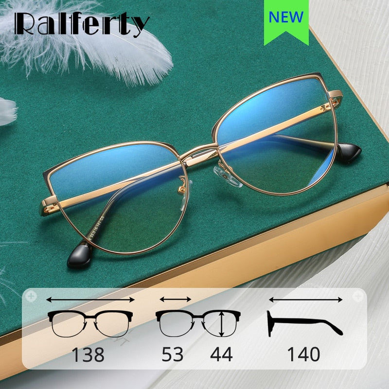 Ralferty Women's  Full Rim Square Cat Eye Alloy Eyeglasses Full Rim Ralferty   