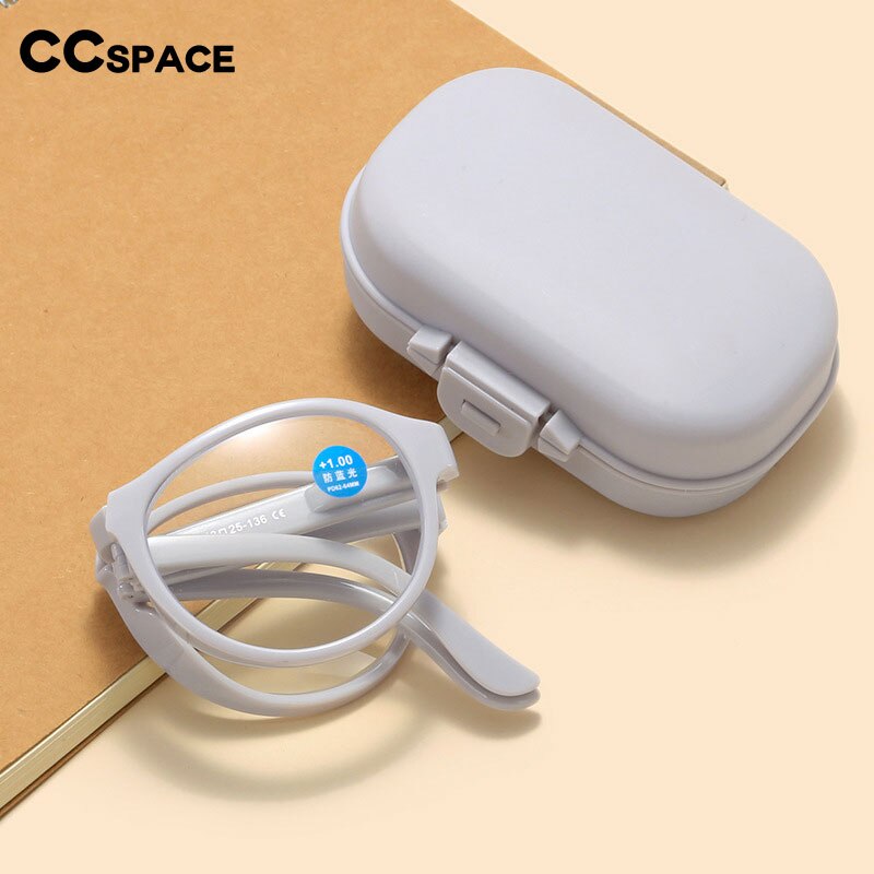 CCspace Unisex Full Rim Round Foldable Acetate Reading Glasses 55502 Reading Glasses CCspace