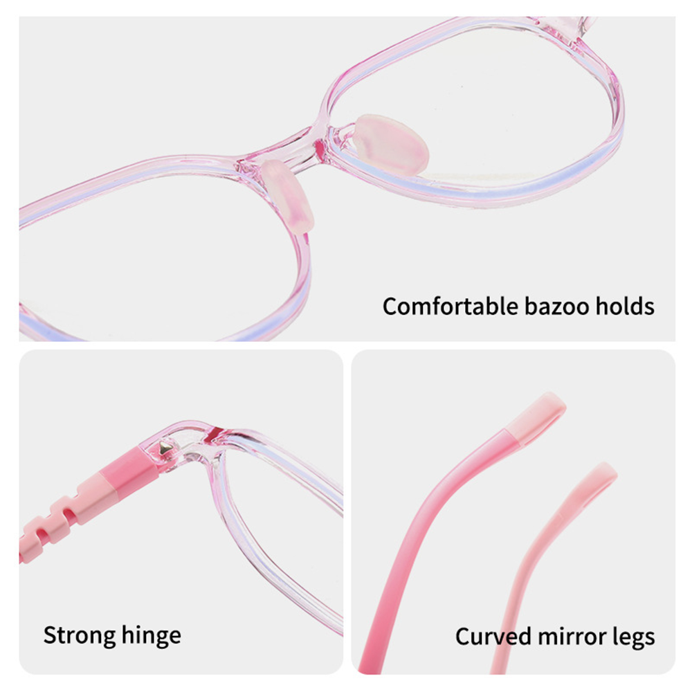 Ralferty Unisex Children's Full Rim Flat Top Round Tr 90 Acetate Silicone Eyeglasses M91032 Full Rim Ralferty