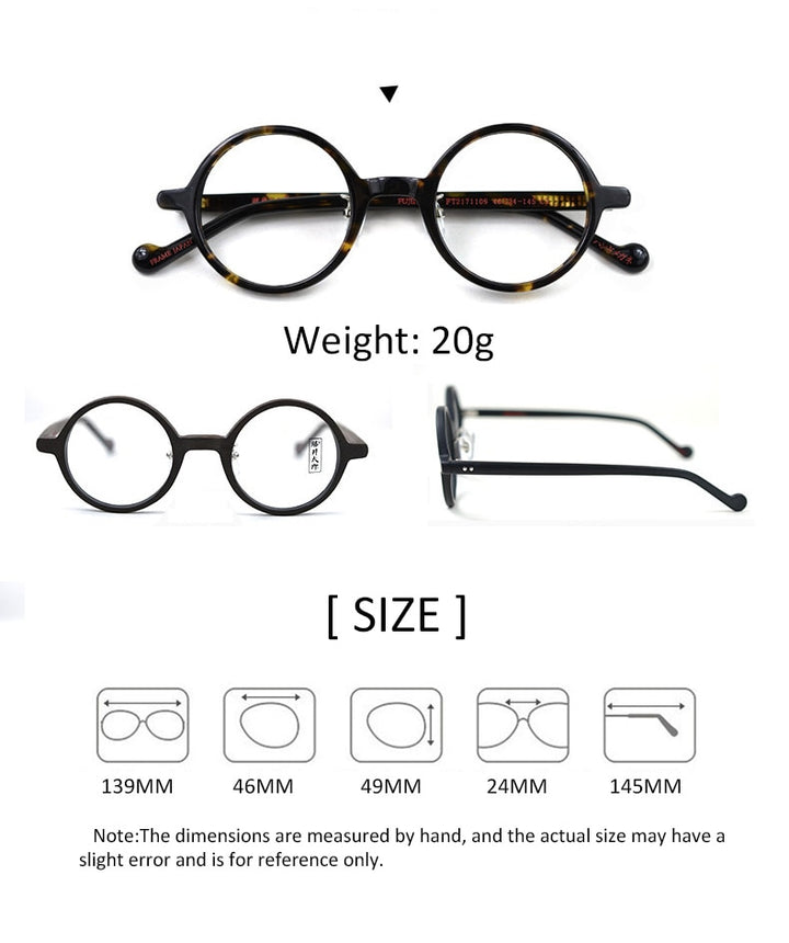 Hdcrafter Unisex Full Rim Round Acetate Eyeglasses Pt2171109 Full Rim Hdcrafter Eyeglasses