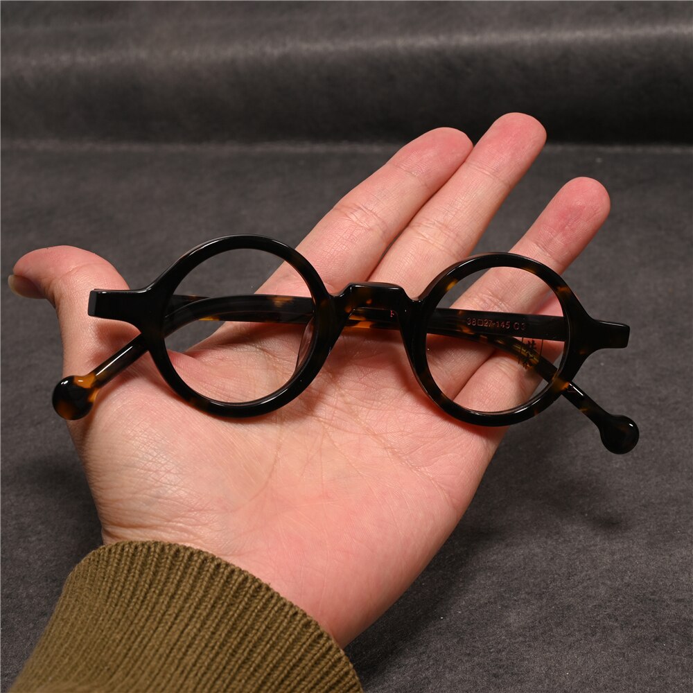 Cubojue Unisex Full Rim Small Round 38mm Acetate Hyperopic Reading Glasses A916 Reading Glasses Cubojue no function 0 tortoise
