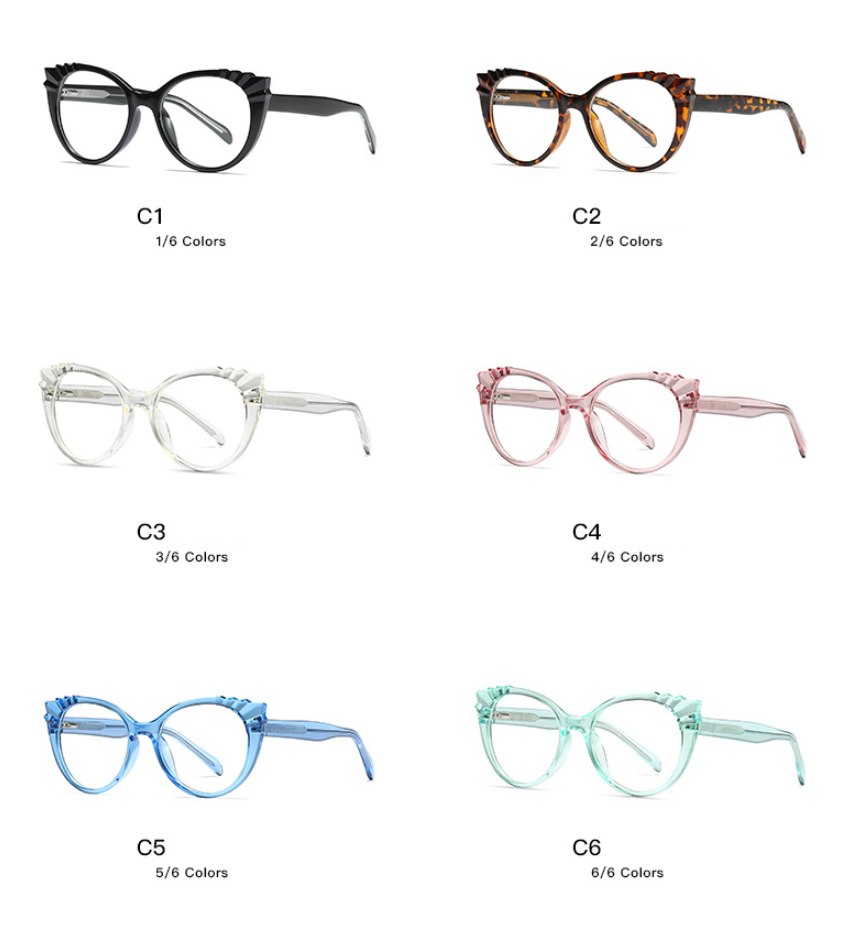 CCspace Women's Full Rim Round Cat Eye Tr 90 Titanium Frame Eyeglasses 54303 Full Rim CCspace