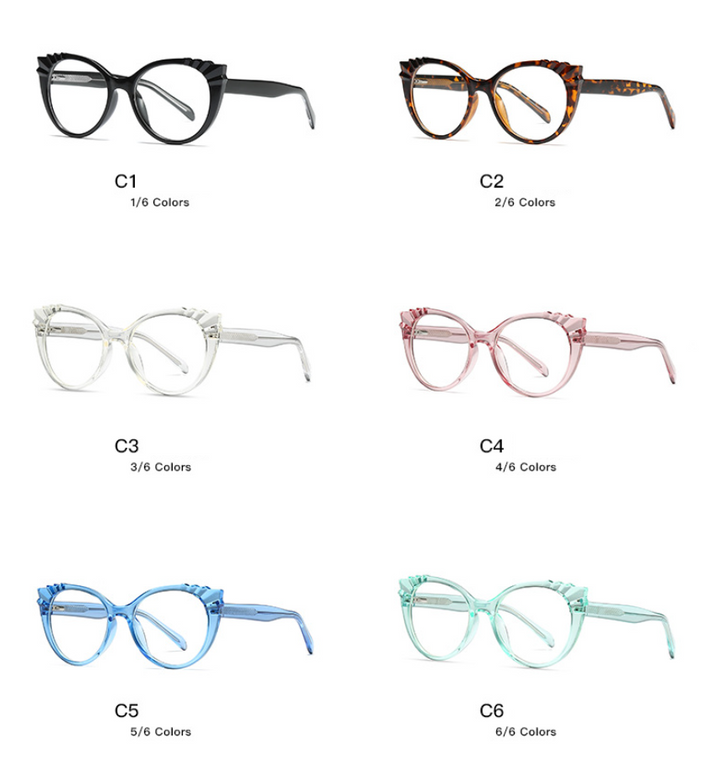 CCspace Women's Full Rim Round Cat Eye Tr 90 Titanium Frame Eyeglasses 54303 Full Rim CCspace