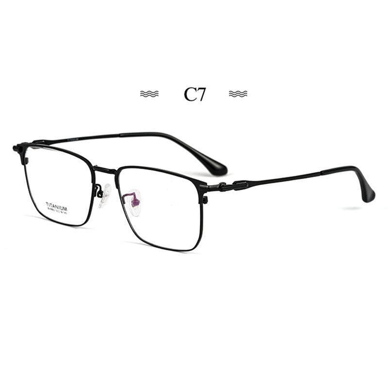 Hotochki Men's Semi Rim Square Titanium Alloy Frame Eyeglasses Bv9002 Semi Rim Hotochki C7
