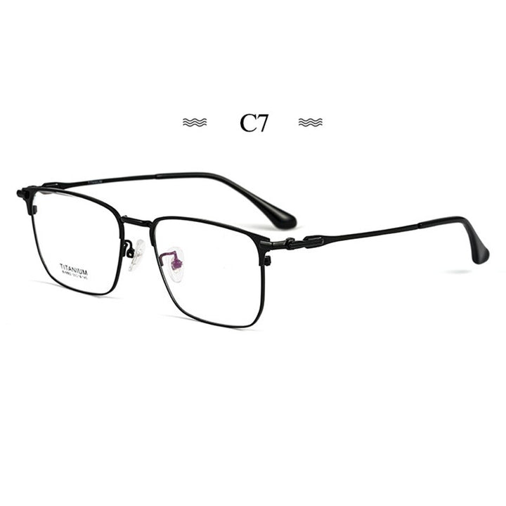 Hotochki Men's Semi Rim Square Titanium Alloy Frame Eyeglasses Bv9002 Semi Rim Hotochki C7