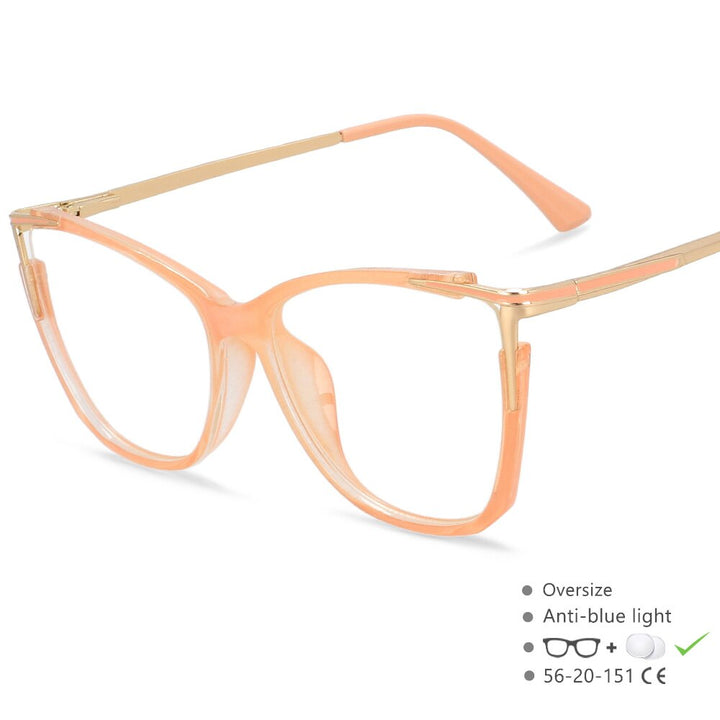 CCspace Unisex Full Rim Square Acetate Alloy Eyeglasses 55409 Full Rim CCspace China Tea