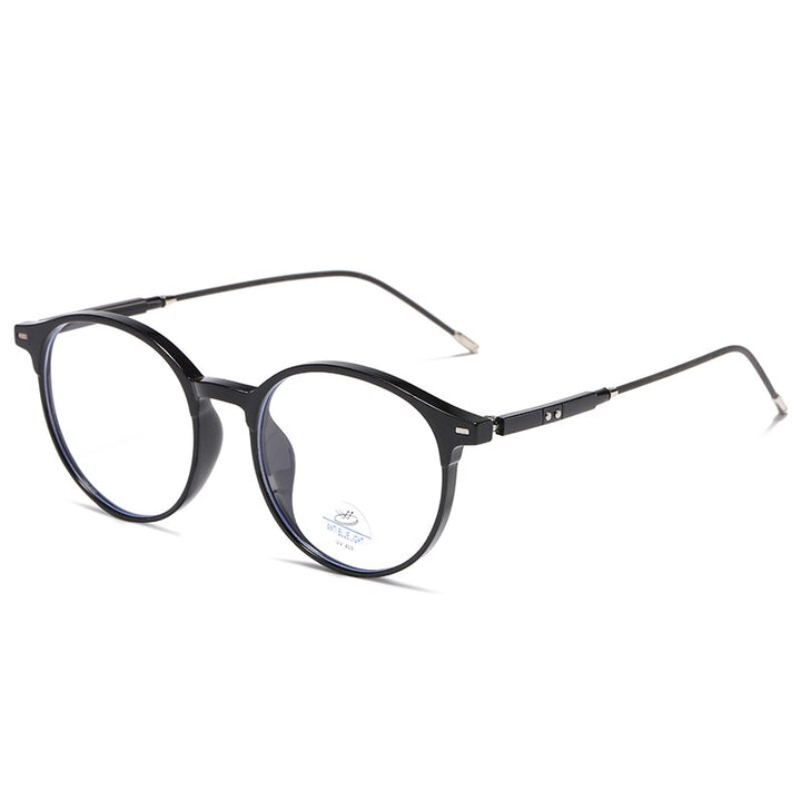 Reven Jate Unisex Full Rim Round Tr 90 Eyeglasses 81233 Full Rim Reven Jate shiny black