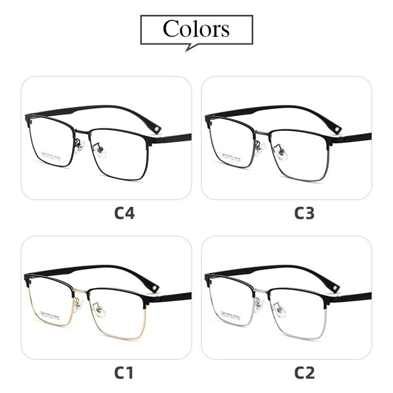 Hotochki Men's Full Rim Square Titanium Alloy Frame Eyeglasses K9111 Full Rim Hotochki