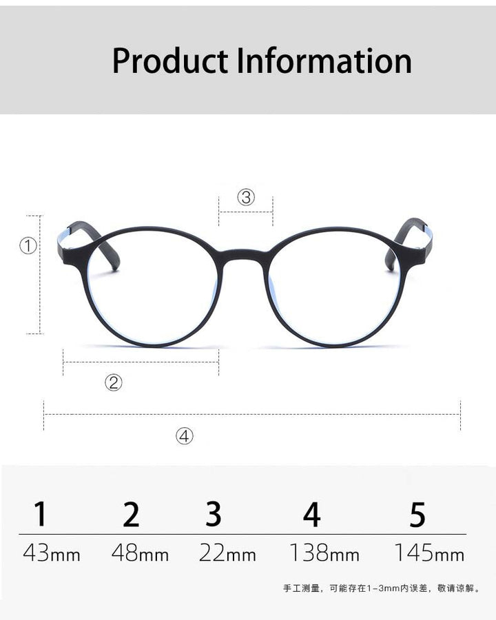 CCspace Unisex Full Rim Round Tr 90 Titanium Eyeglasses 55257 Full Rim CCspace