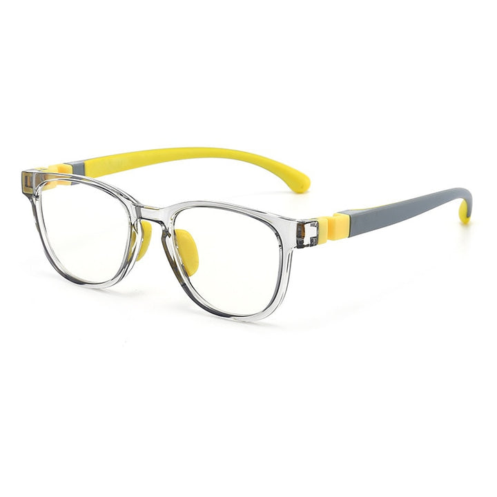 CCspace Unisex Youth Full Rim Square Tr 90 Silicone Eyeglasses 54677 Full Rim CCspace Gray yellow China