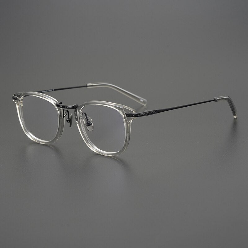 Gatenac Unisex Full Rim Square Titanium Acetate Eyeglasses Gxyj926 Full Rim Gatenac Beige
