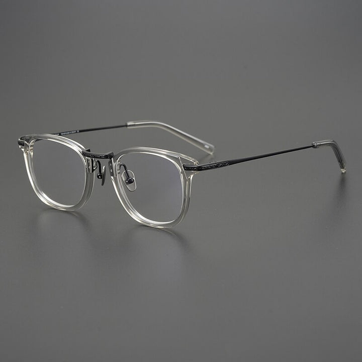 Gatenac Unisex Full Rim Square Titanium Acetate Eyeglasses Gxyj926 Full Rim Gatenac Beige