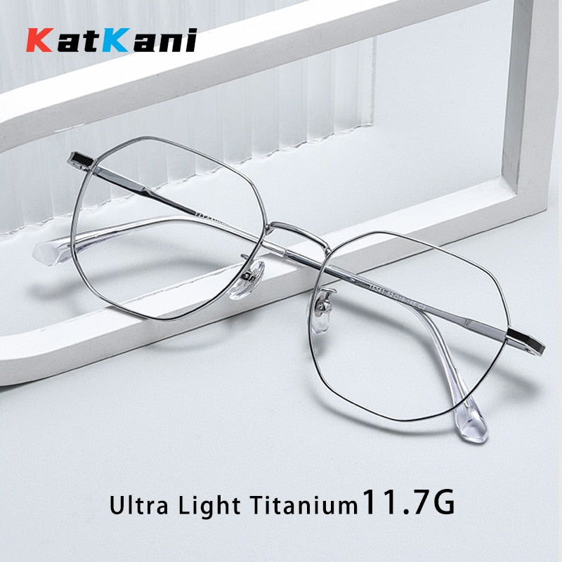KatKani Unisex Full Rim Polygon Titanium Eyeglasses 15341p Full Rim KatKani Eyeglasses   