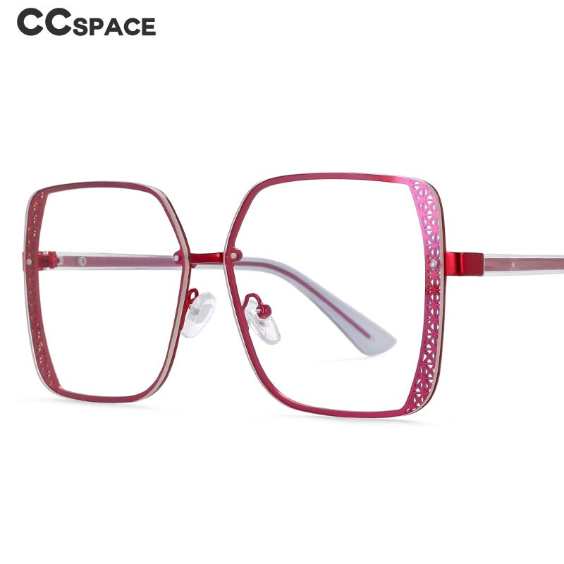 CCspace Women's Full Rim Square Hollow Alloy Frame Eyeglasses 54205 Full Rim CCspace