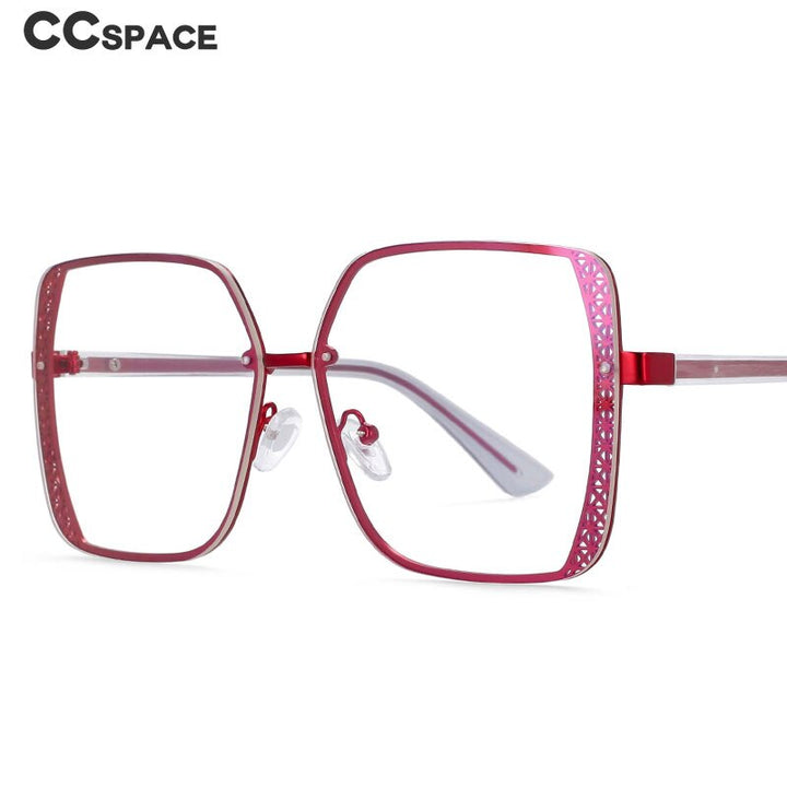 CCspace Women's Full Rim Square Hollow Alloy Frame Eyeglasses 54205 Full Rim CCspace