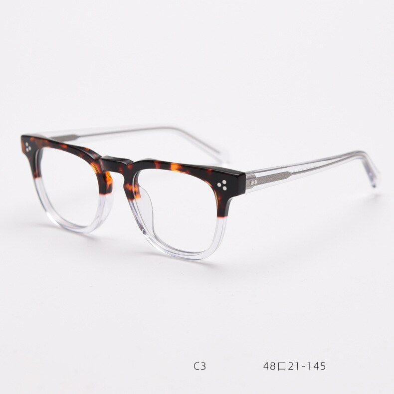 CCspace Unisex Full Rim Square Acetate Eyeglasses 55684 Full Rim CCspace LeopardClear China