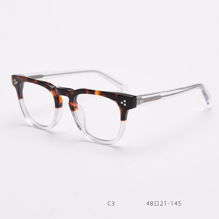 CCspace Unisex Full Rim Square Acetate Eyeglasses 55684 Full Rim CCspace LeopardClear China