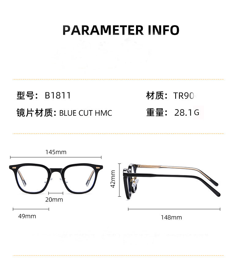 Zirosat Women's Full Rim Tr 90 Square Frame Eyeglasses B1811 Full Rim Zirosat