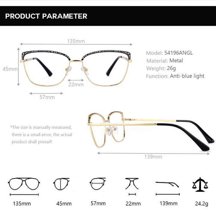 CCspace Women's Full Rim Square Tr 90 Titanium Frame Eyeglasses 54196 Full Rim CCspace